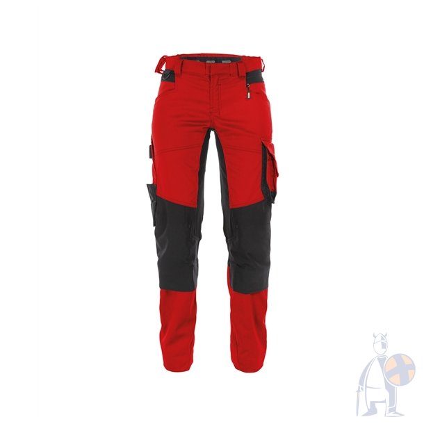 Dassy � Dynax Damearbejdbukser med stretch og kn�lommer R�d/sort