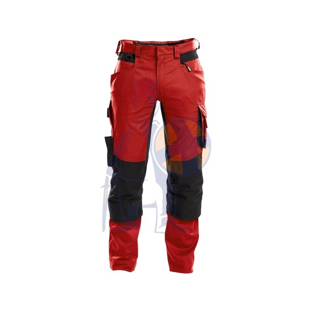 Dassy � Dynax arbejdsbukser med stretch og kn�lommer r�d/sort