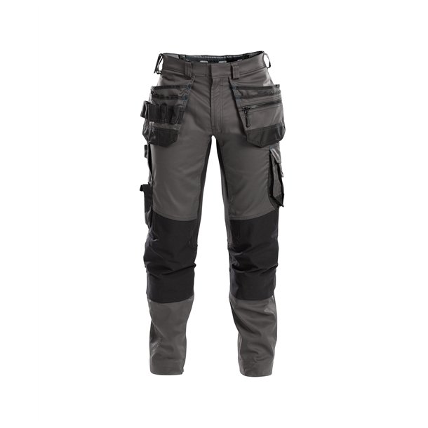 Dassy ® Flux arbejdsbukser med stretch, hylsterlommer og knælommer grå/sort