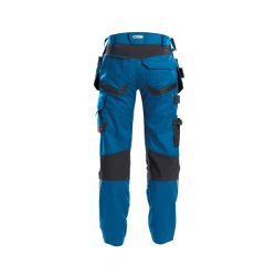 Dassy  Flux arbejdsbukser med stretch, hylsterlommer og knlommer, Azurbl/gr