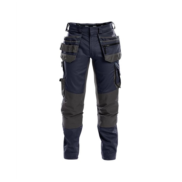 Dassy  Flux arbejdsbukser med stretch, hylsterlommer og knlommer, midnatsbl/gr