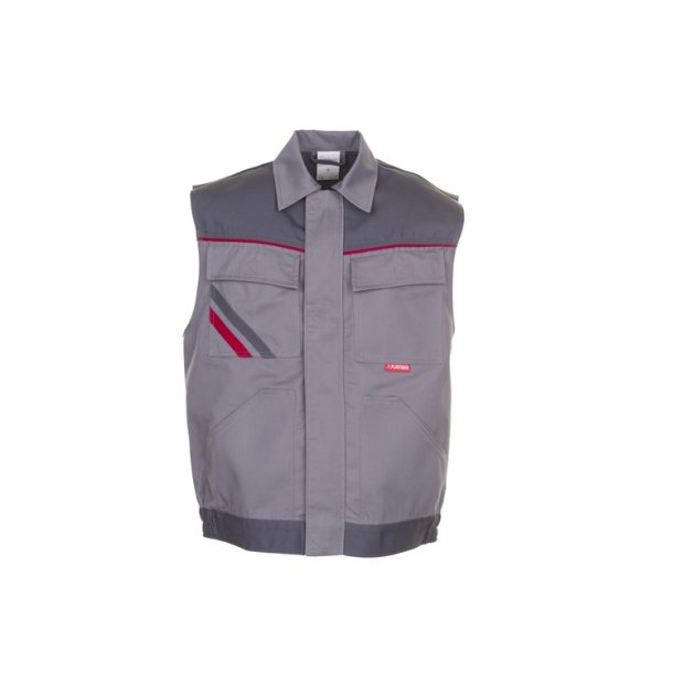 2361 Arbejds vest - Zink/skiffer/rød