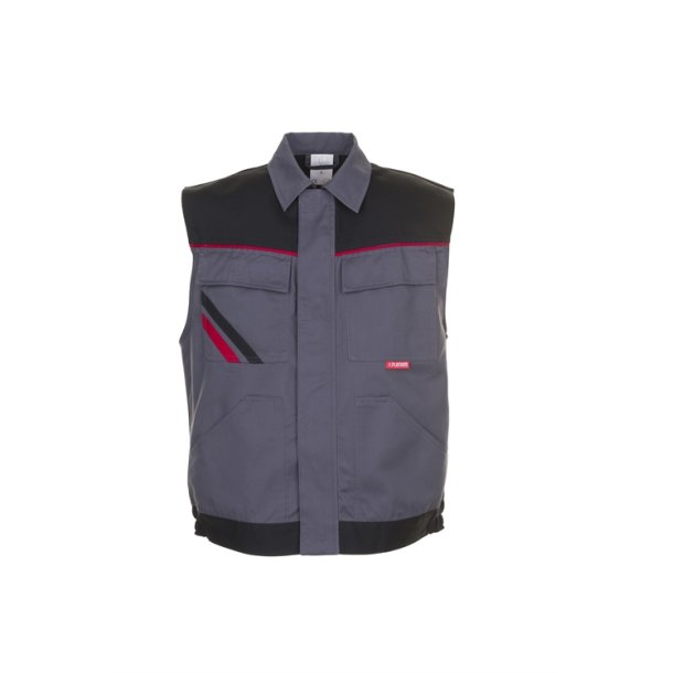2362 Arbejds vest - skifer / sort / rød